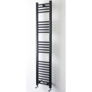 300mm Wide 1400mm High Black Towel Radiator Flat